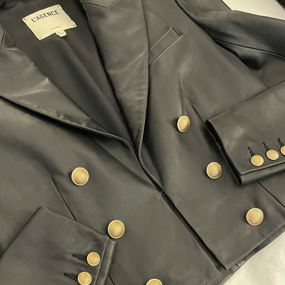 L’AGENCE 🖤 Black Lambskin Leather Cropped Blazer - Size 6 - Picture 11 of 11